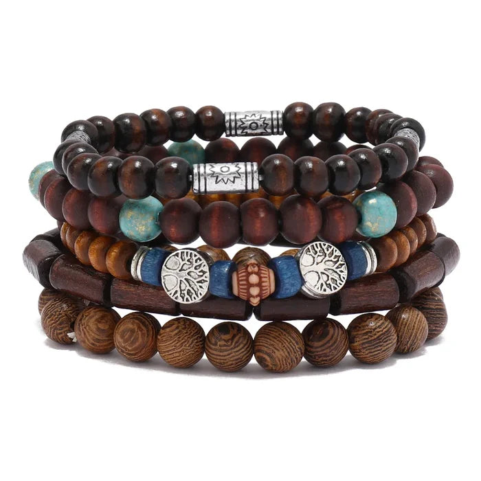 Vintage Multi-Layer Wooden Bead Bracelet | Boho Stacking Bracelet
