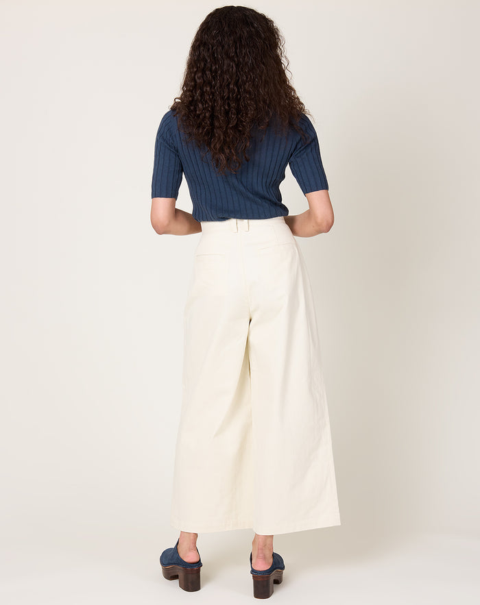 7115 by Szeki Wide-Legged Skate Trouser in Pearl White