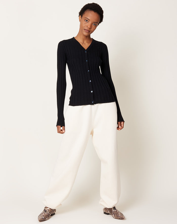 6397 Wide Rib Cardigan in Black